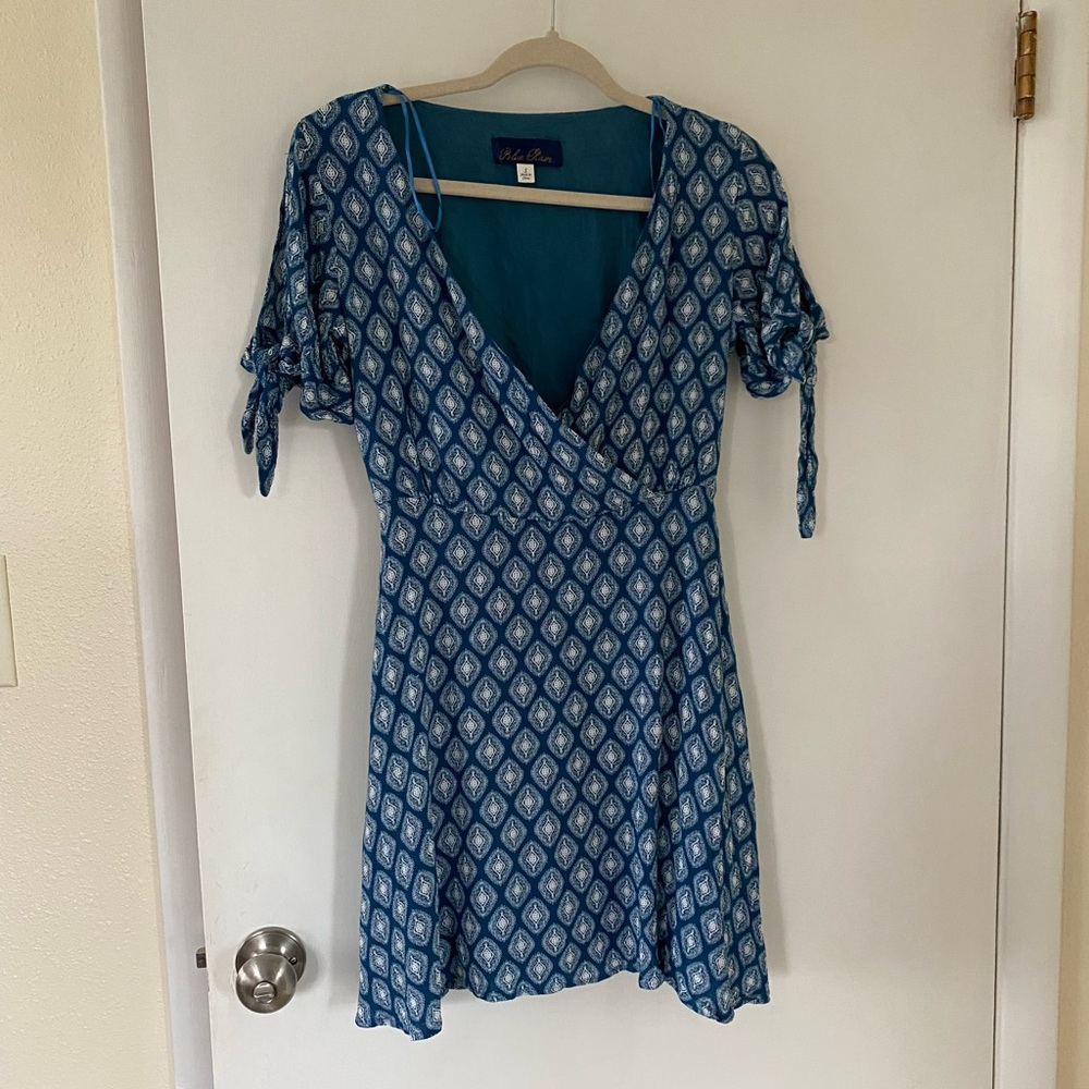 Blue & white wrap sundress coastal grandma cowgirl small - Picture 1 of 5